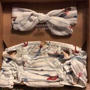 Mud pie 6-12 months Mermaid ruffle bloomers and matching headband